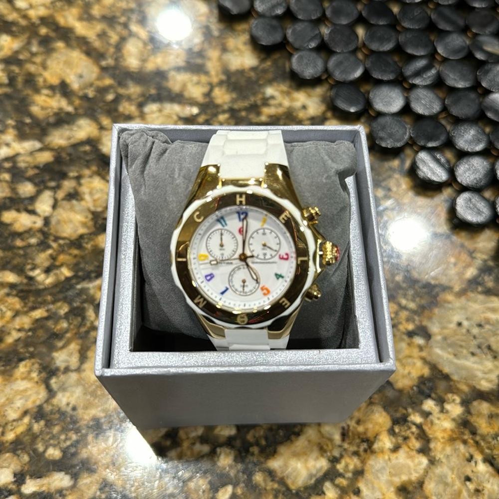 Brand New Michele White Chronographic Edition Watch